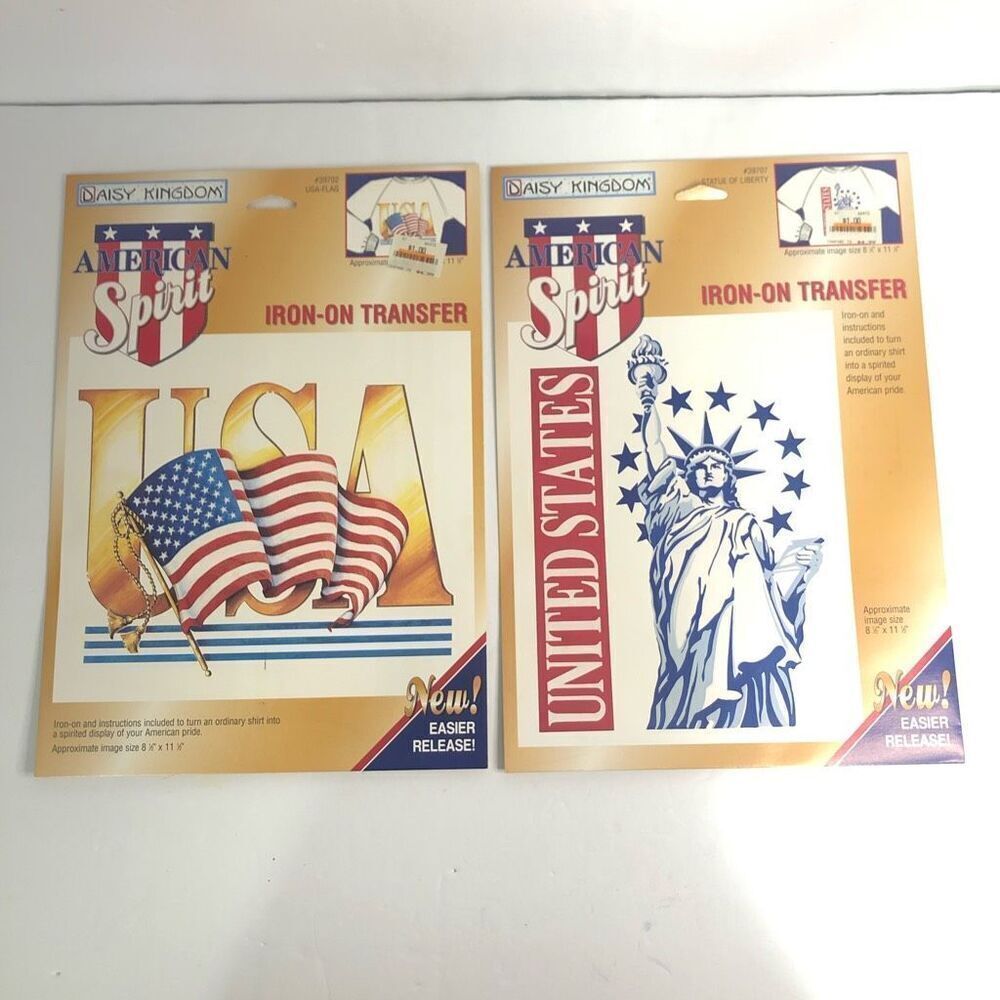 vintage daisy kingdom american spirit iron transfer usa statue‎ of liberty